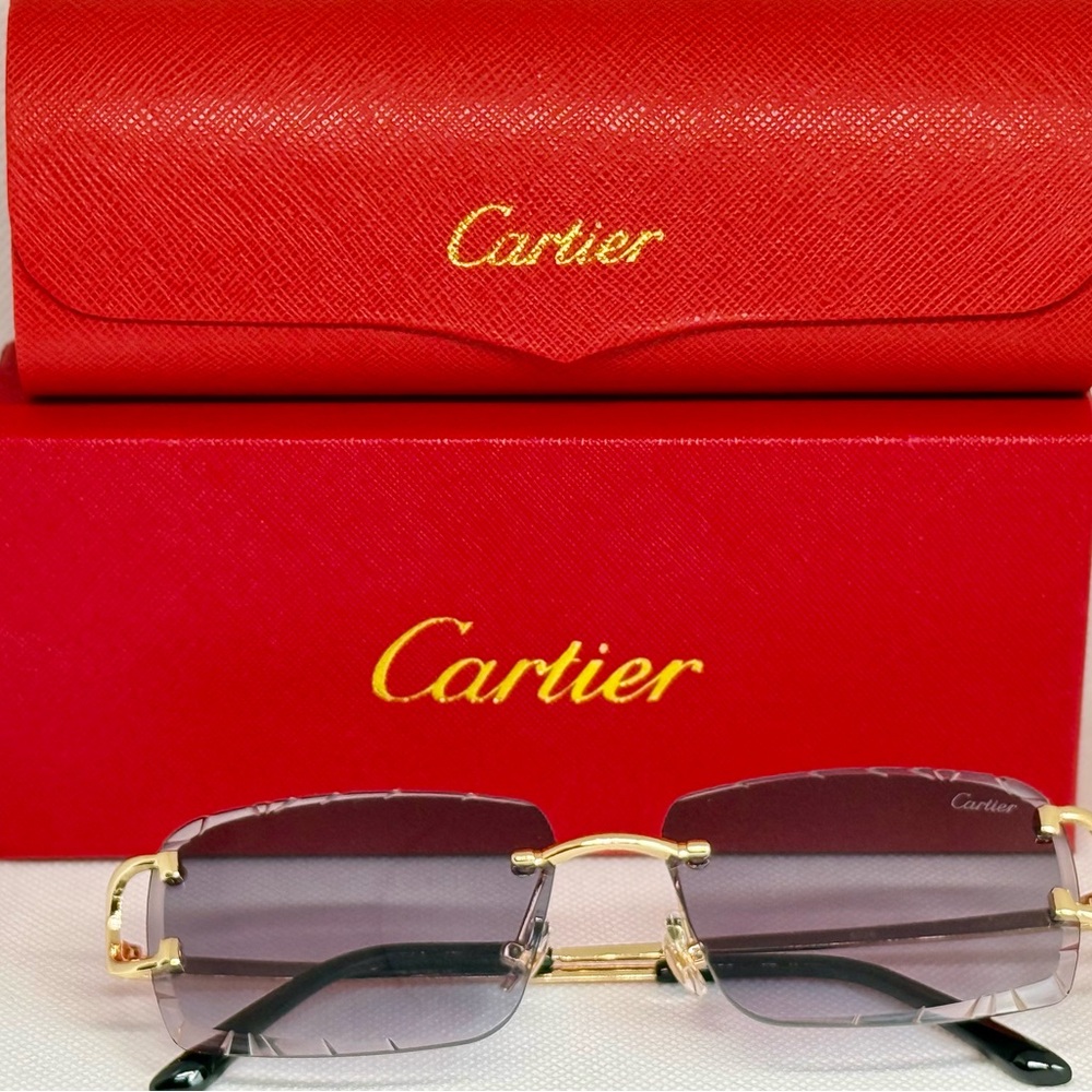 Cartier Rimless Gradient Sunglasses - Gold & dark grey